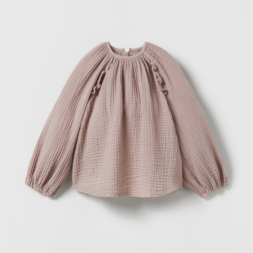 Zara Textured Ruffled Shirt